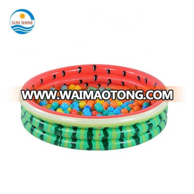 Cheap 3-Ring watermelon outdoor water play inflatable wading swimming pools for kids plastic children pool